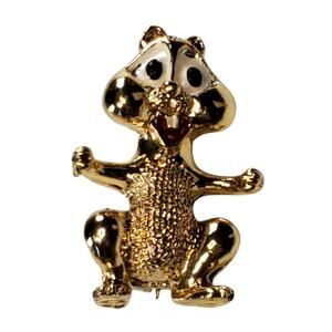Vintage Gerry's Gold Tone Enamel Chipmunk Scatter Brooch Pin Squirrel Animalcore
